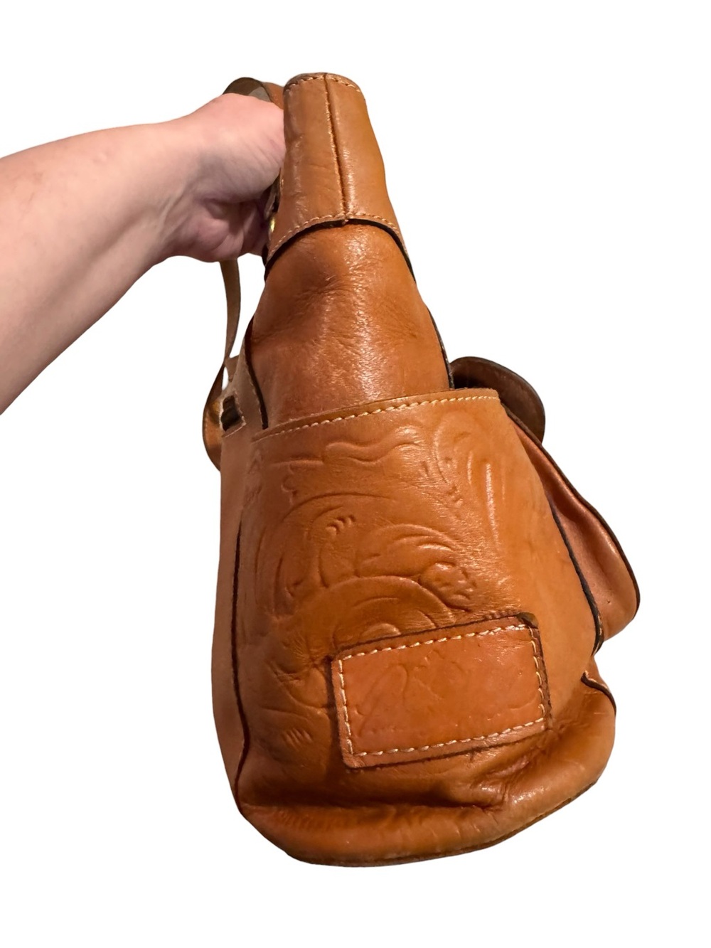 Patricia Nash Bolsena Tote Heritage Caramel Brown Leather Shoulder Bag Purse - Picture 5 of 15